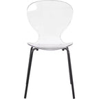 LeisureMod Oyster Sedie da pranzo trasparenti set da 2 Design a schienale curvo impilabile con gambe in acciaio inossidabile nero per cucina o sala da pranzo