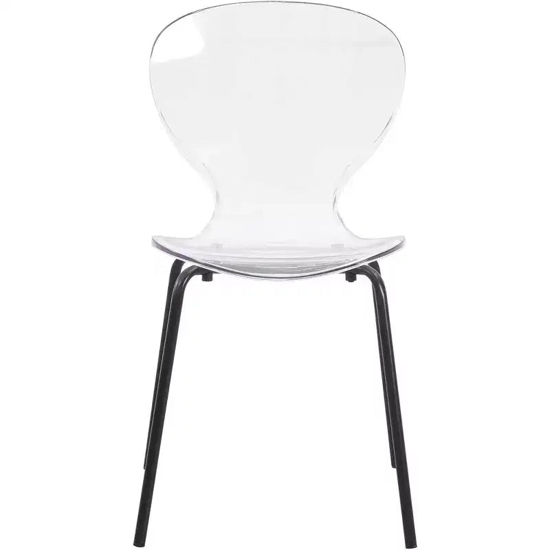 LeisureMod Oyster Sedie da pranzo trasparenti set da 2 Design a schienale curvo impilabile con gambe in acciaio inossidabile nero per cucina o sala da pranzo