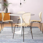LeisureMod Oyster Sedie da pranzo trasparenti set da 2 Design a schienale curvo impilabile con gambe in acciaio inossidabile nero per cucina o sala da pranzo