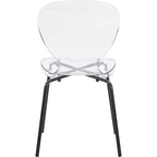 LeisureMod Oyster Sedie da pranzo trasparenti set da 2 Design a schienale curvo impilabile con gambe in acciaio inossidabile nero per cucina o sala da pranzo