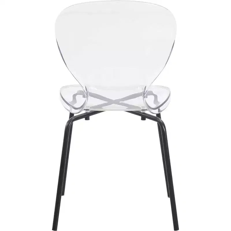 LeisureMod Oyster Sedie da pranzo trasparenti set da 2 Design a schienale curvo impilabile con gambe in acciaio inossidabile nero per cucina o sala da pranzo