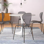 LeisureMod Oyster Sedie da pranzo trasparenti set da 2 Design a schienale curvo impilabile con gambe in acciaio inossidabile nero per cucina o sala da pranzo