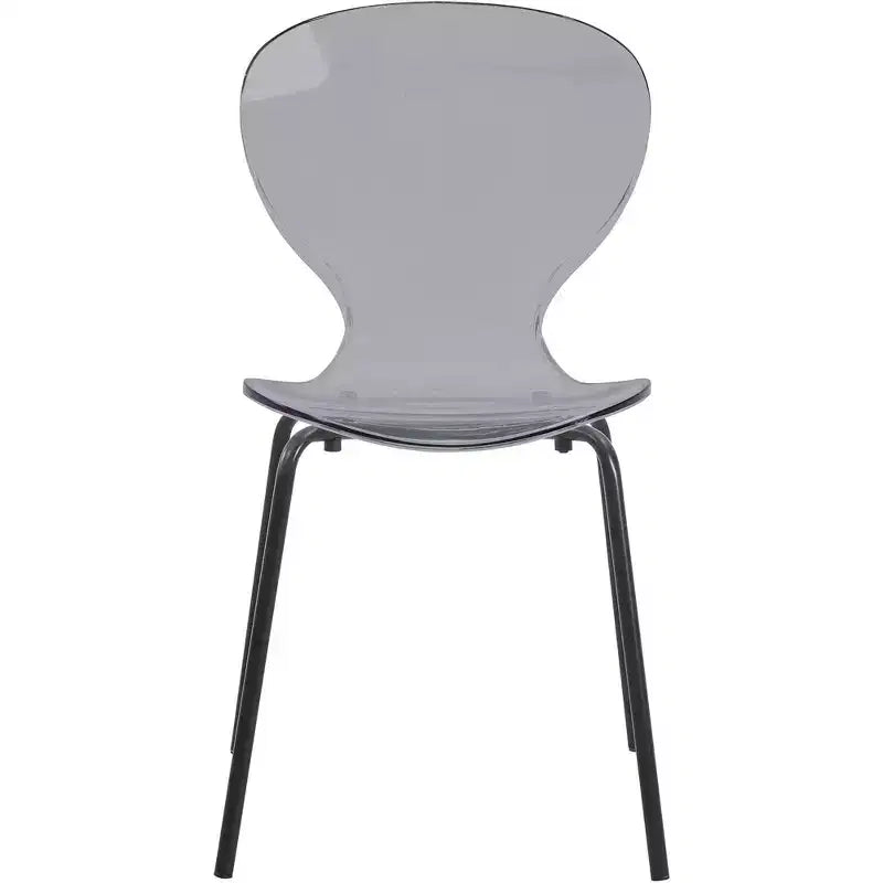 LeisureMod Oyster Sedie da pranzo trasparenti set da 2 Design a schienale curvo impilabile con gambe in acciaio inossidabile nero per cucina o sala da pranzo