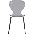 LeisureMod Oyster Sedie da pranzo trasparenti set da 2 Design a schienale curvo impilabile con gambe in acciaio inossidabile nero per cucina o sala da pranzo
