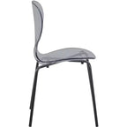 LeisureMod Oyster Sedie da pranzo trasparenti set da 2 Design a schienale curvo impilabile con gambe in acciaio inossidabile nero per cucina o sala da pranzo