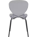 LeisureMod Oyster Sedie da pranzo trasparenti set da 2 Design a schienale curvo impilabile con gambe in acciaio inossidabile nero per cucina o sala da pranzo