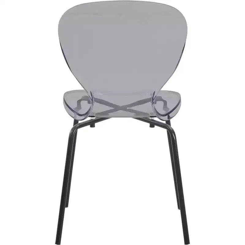 LeisureMod Oyster Sedie da pranzo trasparenti set da 2 Design a schienale curvo impilabile con gambe in acciaio inossidabile nero per cucina o sala da pranzo
