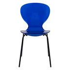 LeisureMod Oyster Sedie da pranzo trasparenti set da 2 Design a schienale curvo impilabile con gambe in acciaio inossidabile nero per cucina o sala da pranzo