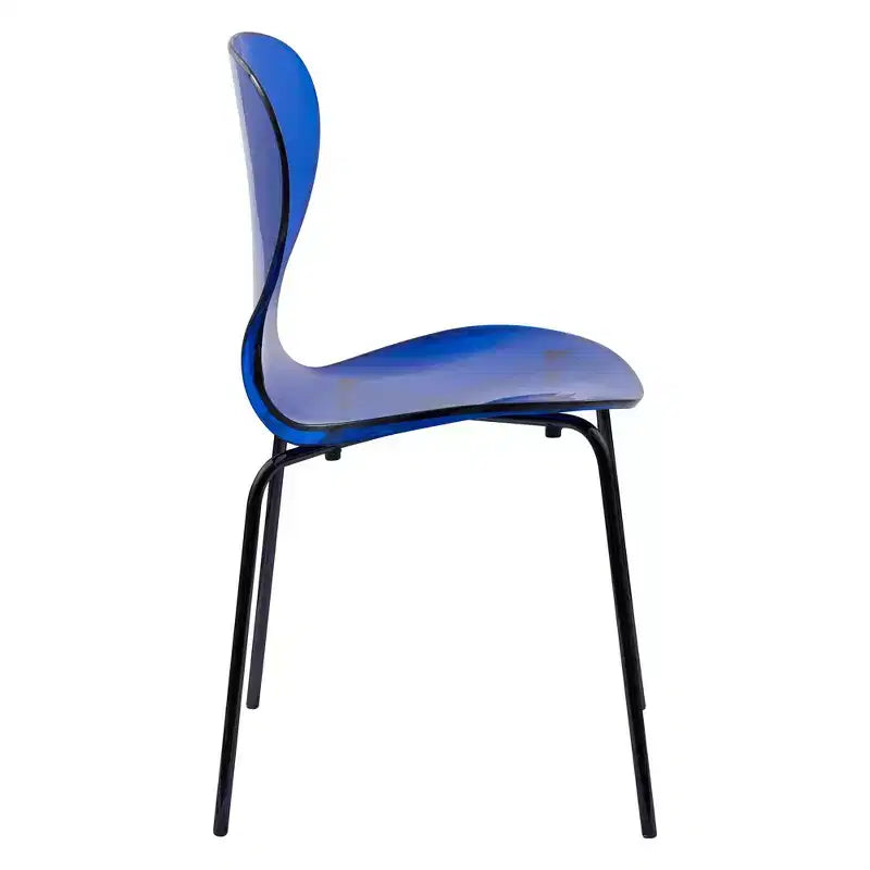 LeisureMod Oyster Sedie da pranzo trasparenti set da 2 Design a schienale curvo impilabile con gambe in acciaio inossidabile nero per cucina o sala da pranzo