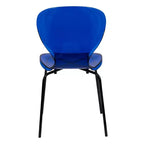 LeisureMod Oyster Sedie da pranzo trasparenti set da 2 Design a schienale curvo impilabile con gambe in acciaio inossidabile nero per cucina o sala da pranzo