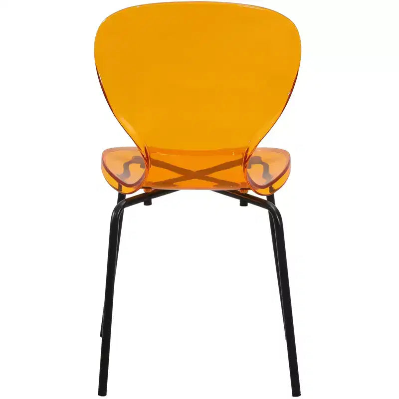 LeisureMod Oyster Sedie da pranzo trasparenti set da 2 Design a schienale curvo impilabile con gambe in acciaio inossidabile nero per cucina o sala da pranzo