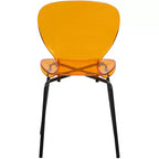 LeisureMod Oyster Sedie da pranzo trasparenti set da 2 Design a schienale curvo impilabile con gambe in acciaio inossidabile nero per cucina o sala da pranzo