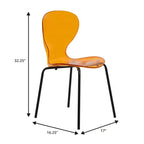 LeisureMod Oyster Sedie da pranzo trasparenti set da 2 Design a schienale curvo impilabile con gambe in acciaio inossidabile nero per cucina o sala da pranzo