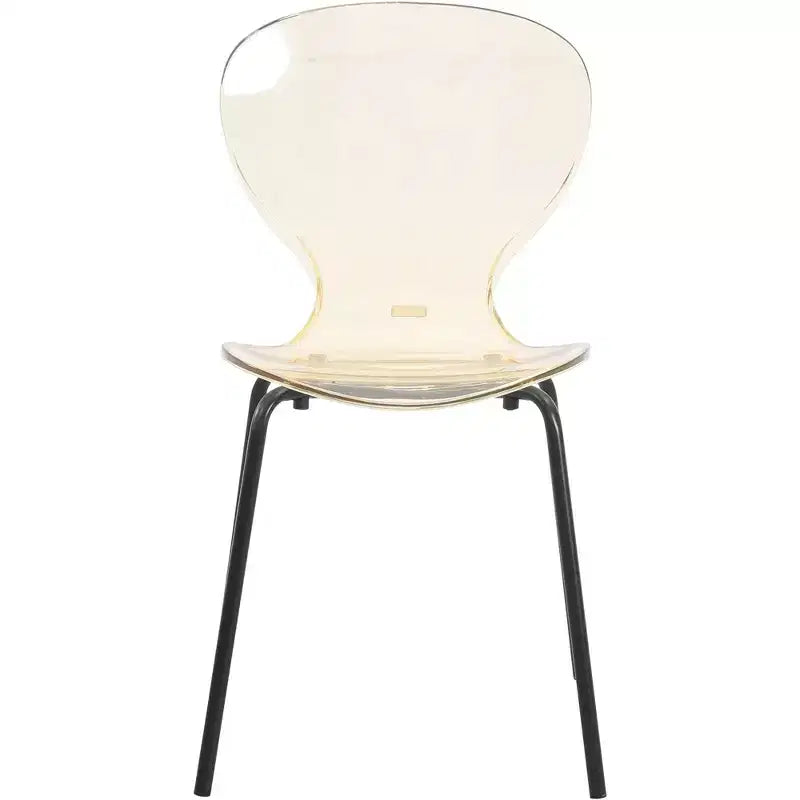 LeisureMod Oyster Sedie da pranzo trasparenti set da 2 Design a schienale curvo impilabile con gambe in acciaio inossidabile nero per cucina o sala da pranzo