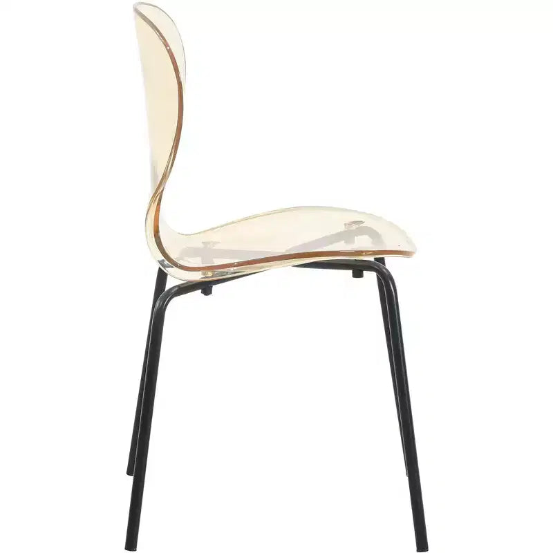 LeisureMod Oyster Sedie da pranzo trasparenti set da 2 Design a schienale curvo impilabile con gambe in acciaio inossidabile nero per cucina o sala da pranzo