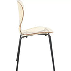 LeisureMod Oyster Sedie da pranzo trasparenti set da 2 Design a schienale curvo impilabile con gambe in acciaio inossidabile nero per cucina o sala da pranzo