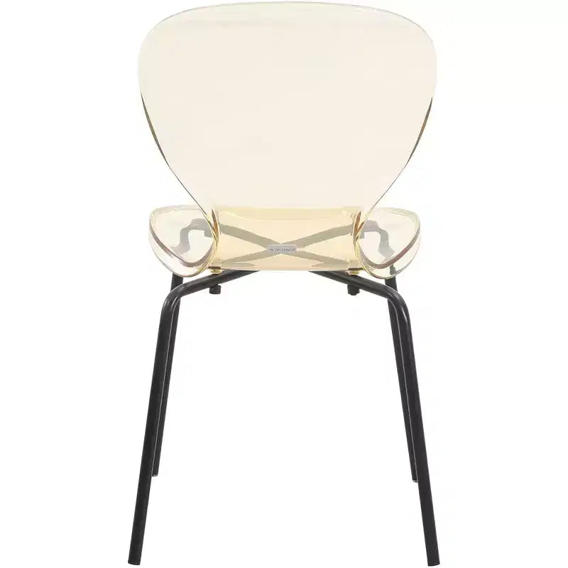 LeisureMod Oyster Sedie da pranzo trasparenti set da 2 Design a schienale curvo impilabile con gambe in acciaio inossidabile nero per cucina o sala da pranzo