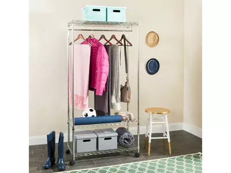 Gordon 3 Tier Garment Rack - Chrome - Safavieh