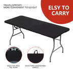 Folding Table 6 Foot Portable HDPE Plastic Indoor Outdoor Rectangular Table with Steel Legs Black