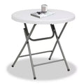 Round Folding Table 32 Inch Portable HDPE Plastic Indoor Outdoor Dining Table with Steel Legs White