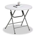 Round Folding Table 32 Inch Portable HDPE Plastic Indoor Outdoor Dining Table with Steel Legs White