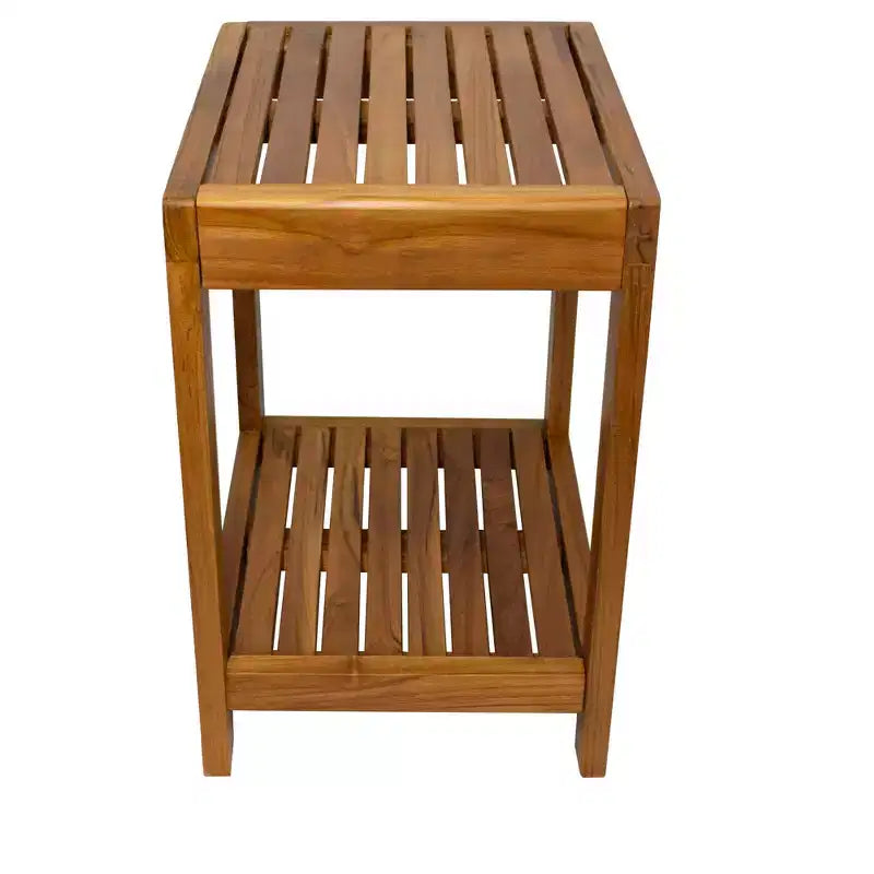 Nordic Teak 18 Natural Shower and Bath Spa Bench with Shelf