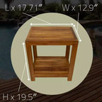 Nordic Teak 18 Natural Shower and Bath Spa Bench with Shelf