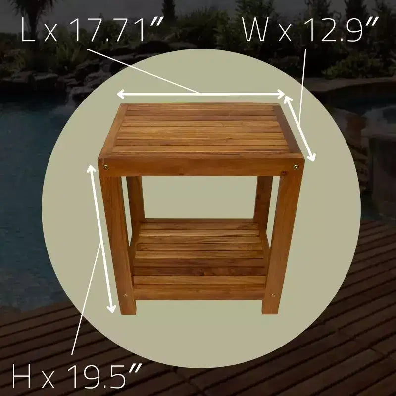 Nordic Teak 18 Natural Shower and Bath Spa Bench with Shelf