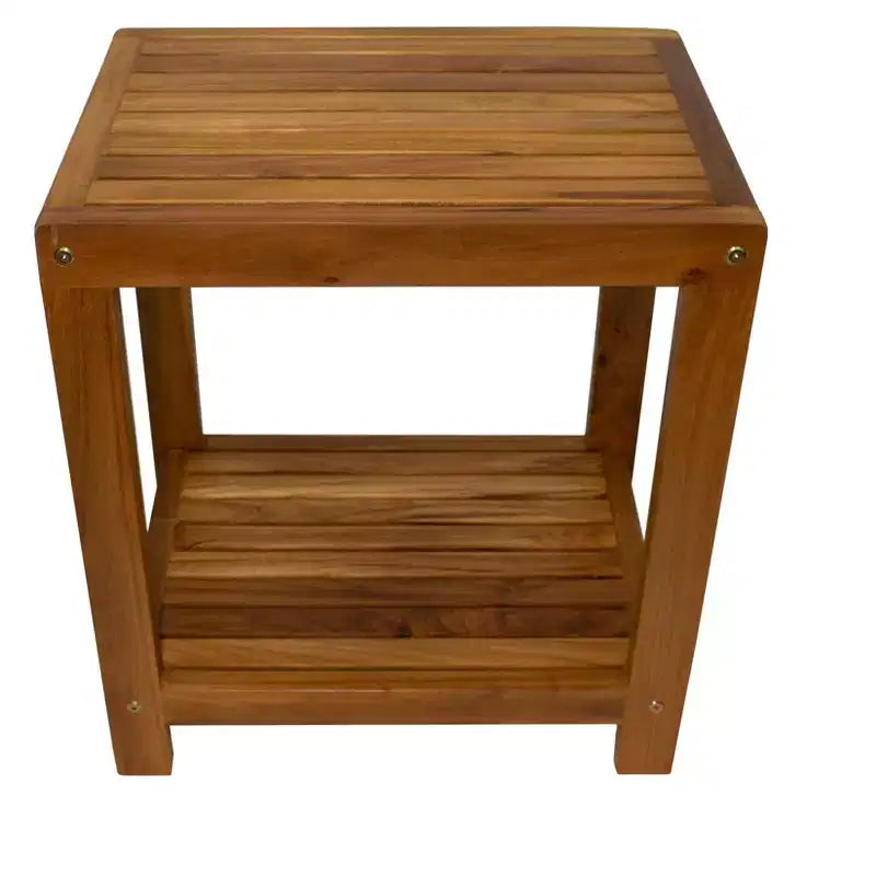 Nordic Teak 18 Natural Shower and Bath Spa Bench with Shelf