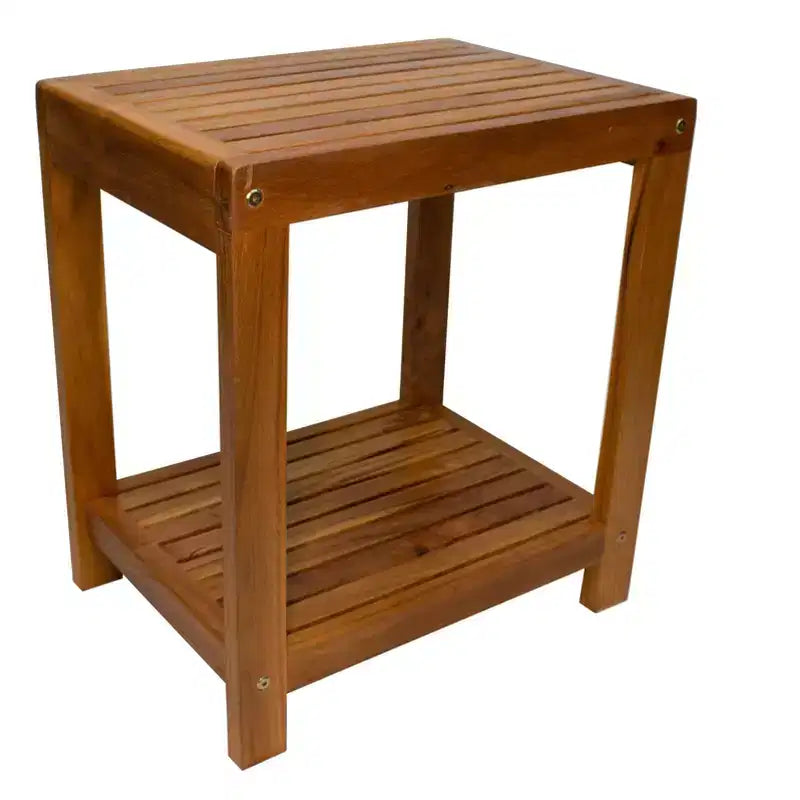 Nordic Teak 18 Natural Shower and Bath Spa Bench with Shelf