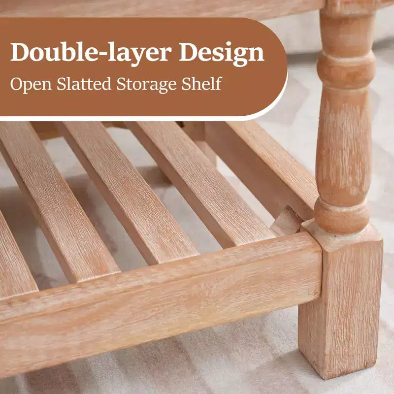 Hyleory 44.3-inch Corduroy Oversized Storage Solid Wood Comfort Bedside Bench for Bedroom, Living Room and Nursing Room