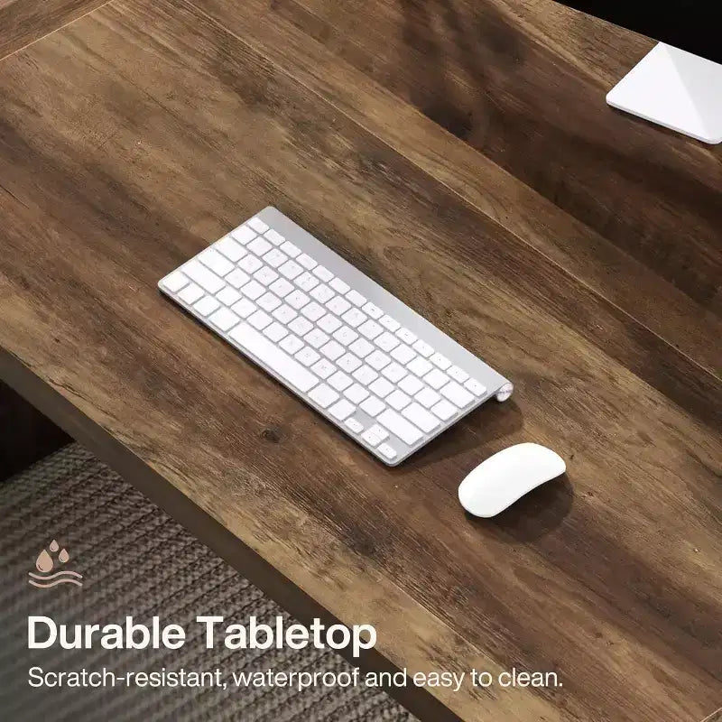 Lantine 70.87-Inch Executive Computer Desk with Solid Wooden Pedestal