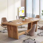 Lantine 70.87-Inch Executive Computer Desk with Solid Wooden Pedestal