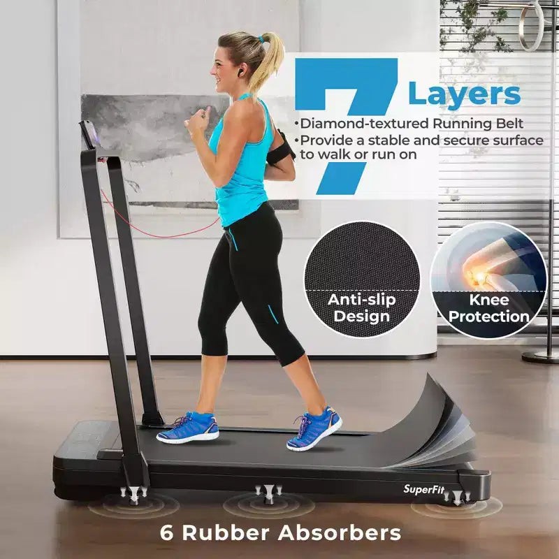 Costway 2 in 1 Folding Treadmill Walking Pad with Remote & APP Control and LED Display