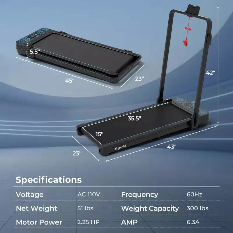 Costway 2 in 1 Folding Treadmill Walking Pad with Remote & APP Control and LED Display