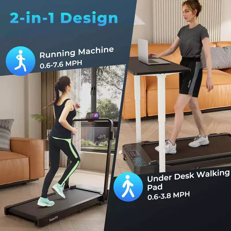 Costway 2 in 1 Folding Treadmill Walking Pad with Remote & APP Control and LED Display