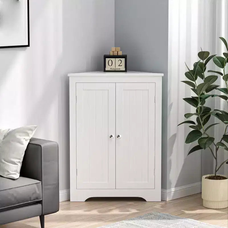 Floor Corner Cabinet, Bathroom Corner Storage Cabinet With Adjustable Shelf, Freestanding Narrow Cabinet Organizer for Bathroom Living Room