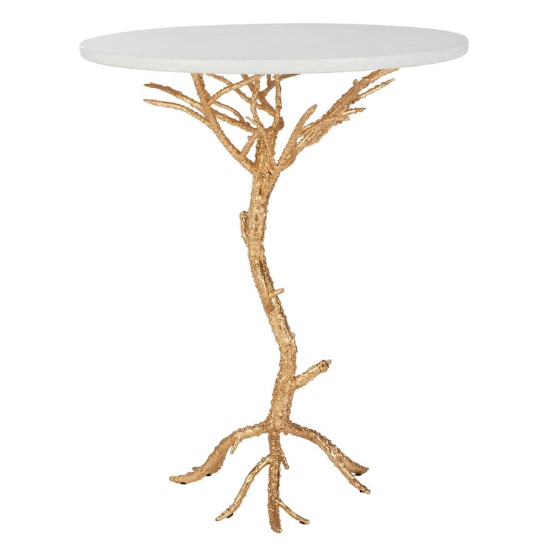 SAFAVIEH Ailene Hidden Treasures Tavolino da appoggio con accenti in ottone e granito bianco - 20 x 20 x 24.6 - 20L x 20P x 25H