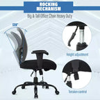 FDW Big and Tall Office Chair with Adjustable Lumbar Support 400lbs Weight Capacity & Seat Massage Function for Adults