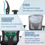 FDW Big and Tall Office Chair with Adjustable Lumbar Support 400lbs Weight Capacity & Seat Massage Function for Adults