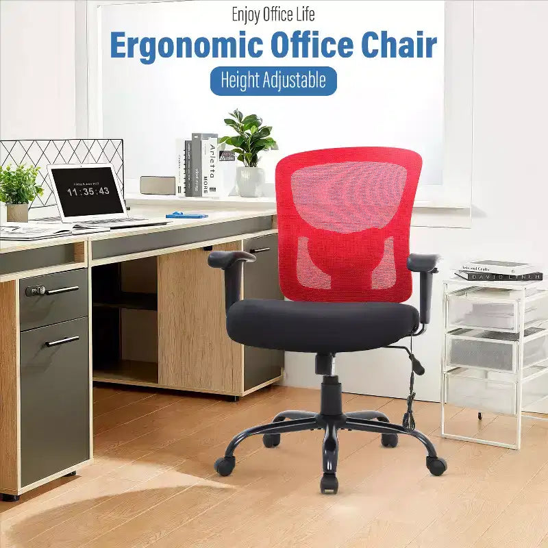 FDW Big and Tall Office Chair with Adjustable Lumbar Support 400lbs Weight Capacity & Seat Massage Function for Adults