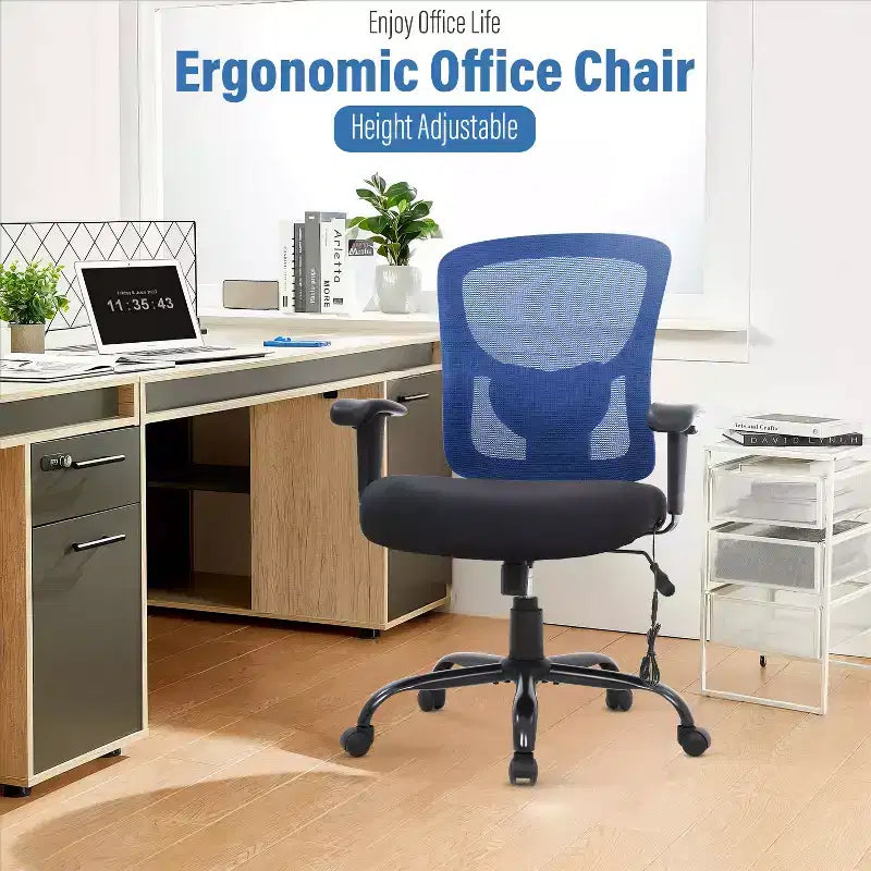 FDW Big and Tall Office Chair with Adjustable Lumbar Support 400lbs Weight Capacity & Seat Massage Function for Adults