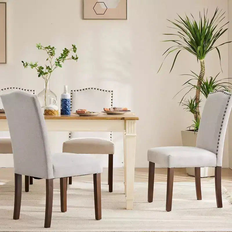 JIONJOY Set di 4 Sedie da Pranzo Imbottite in Lino