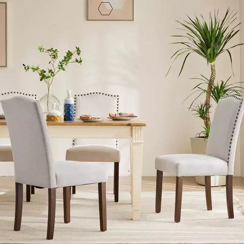 JIONJOY Set di 4 Sedie da Pranzo Imbottite in Lino