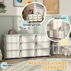 29.5 3-Tier Kids Toy Storage Organizer with 9 Removable Drawers, Child-Safe Design, Cream White