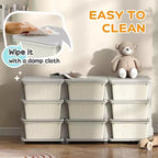 29.5 3-Tier Kids Toy Storage Organizer with 9 Removable Drawers, Child-Safe Design, Cream White