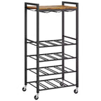 5-Tier Wine Rack Freestanding Bar Cart with Glass Holder and Wheels