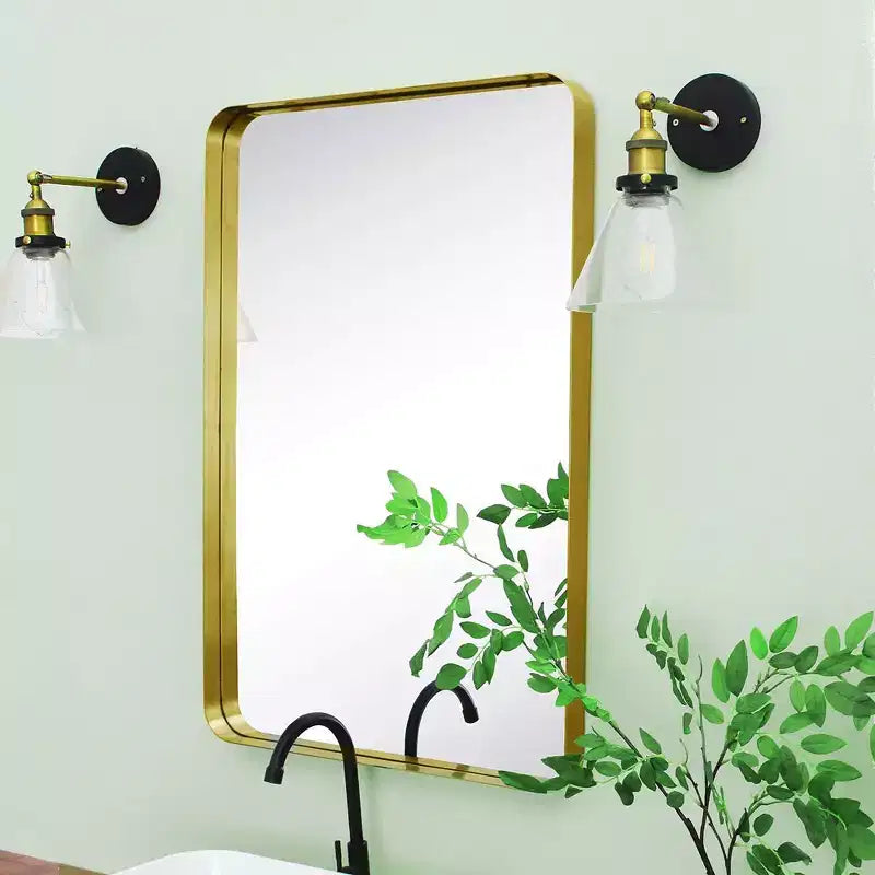 TEHOME Arthers Rectangular Stainless Steel Framed Pivoting Wall Mounted Bathroom Vanity Mirror