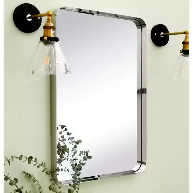 TEHOME Arthers Rectangular Stainless Steel Framed Pivoting Wall Mounted Bathroom Vanity Mirror