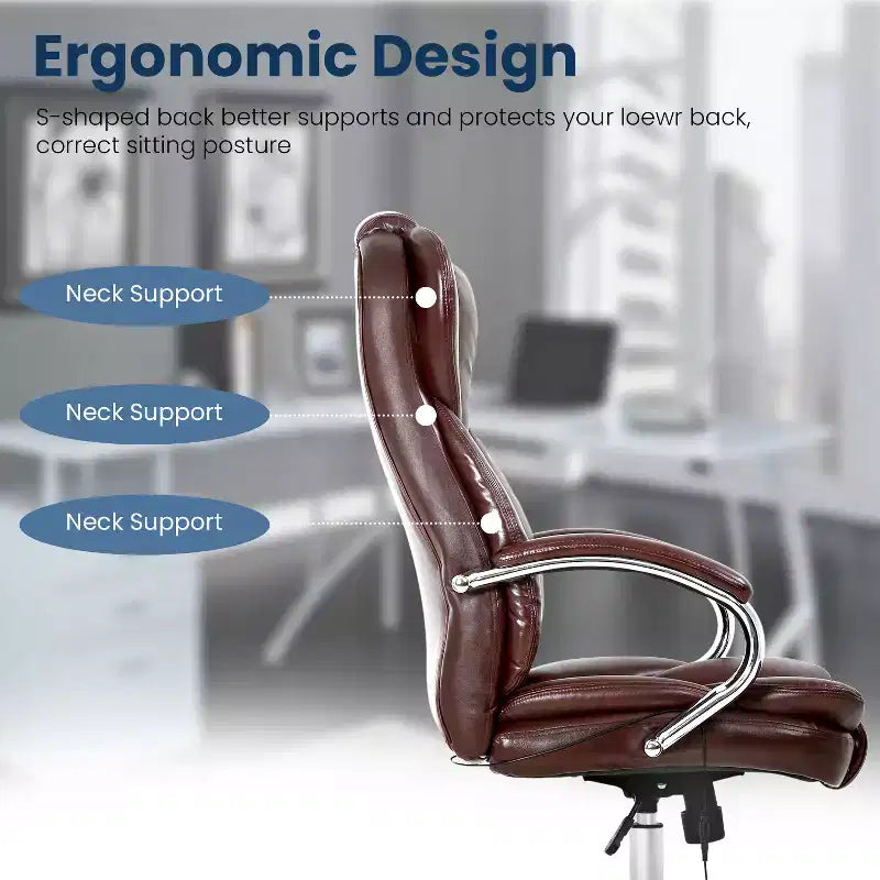 FDW Premium Office Chair Computer Chair with High Back Lumbar Support and PU Leather Upholstery